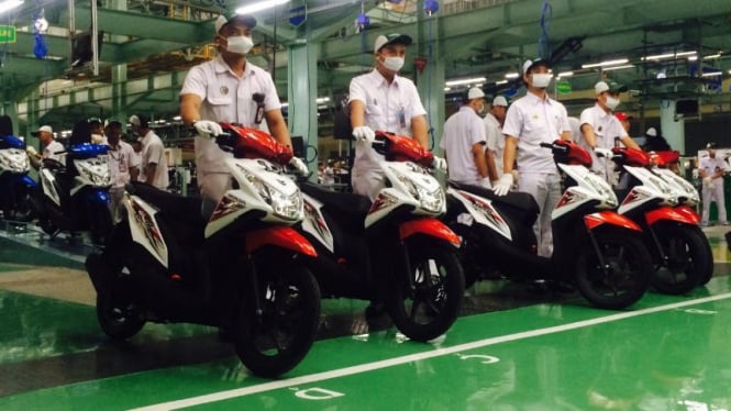 All New Honda BeAT eSP yang selesai dirakit di pabrik baru Honda, Karawang.