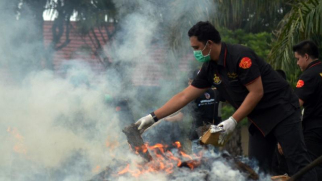 BNN membakar barang bukti narkoba