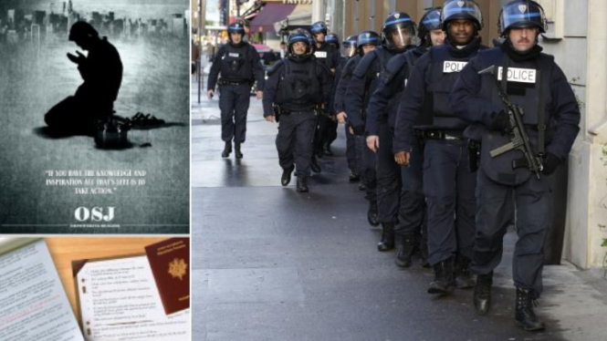 Polisi anti huru-hara berpatroli di Paris.