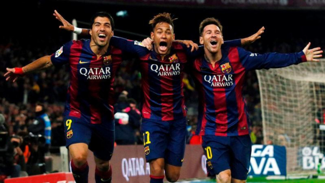 Pemain Barcelona, Luis Suarez, Neymar, dan Lionel Messi