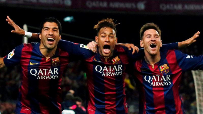 Pemain Barcelona, Luis Suarez, Neymar, dan Lionel Messi