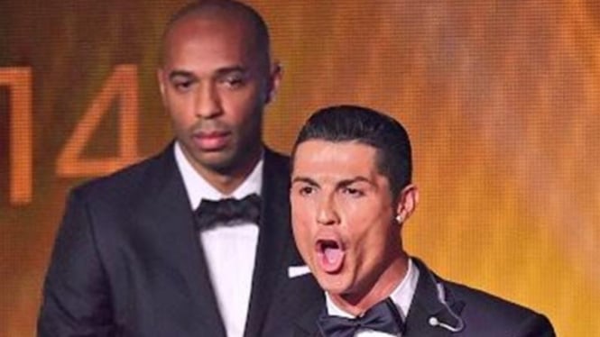 Ekspresi Thierry Henry dan Cristiano Ronaldo