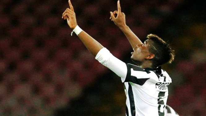 Gelandang Juventus, Paul Pogba setelah mencetak gol