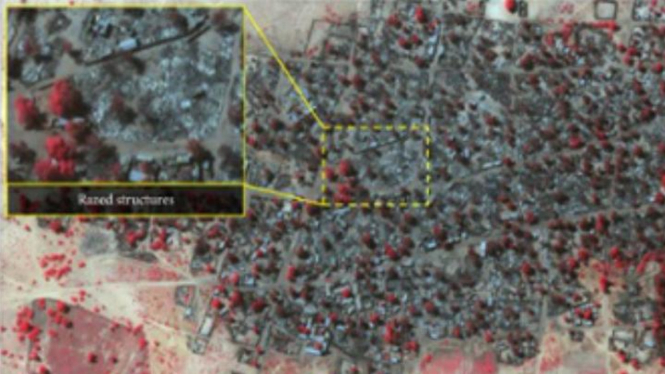 Ilustrasi citra satelit memperlihatkan dampak serangan Boko Haram