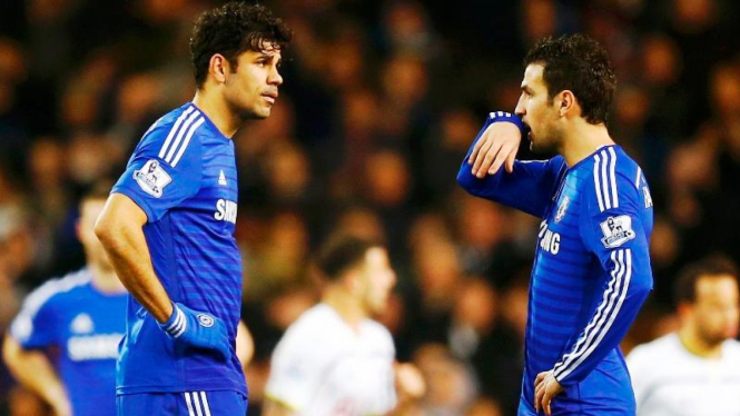 Dua pemain Chelsea, Diego Costa dan Cesc Fabregas