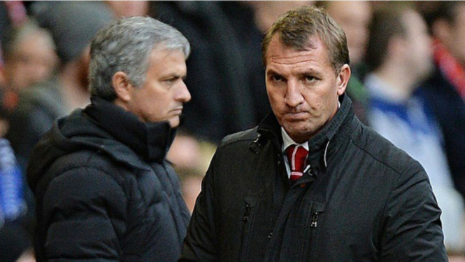 Manajer Liverpool, Brendan Rodgers, dan Jose Mourinho