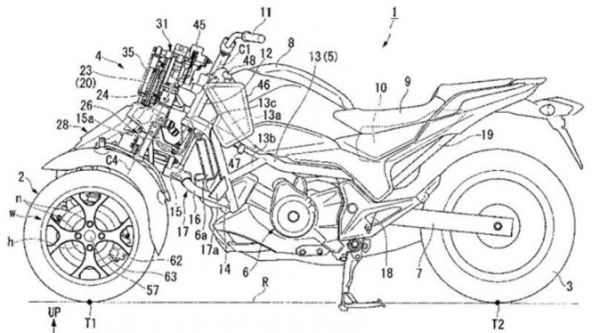 Desain Motor roda tiga yang dipatenkan Honda