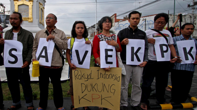 Aksi unjuk rasa dukung KPK di Yogyakarta.