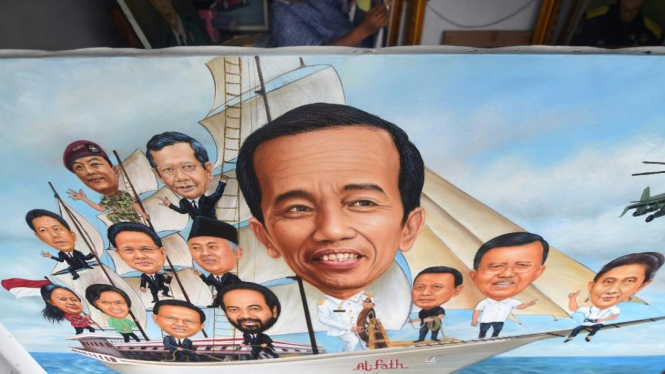 Lukisan karikatur 100 Hari Pemerintahan Jokowi JK
