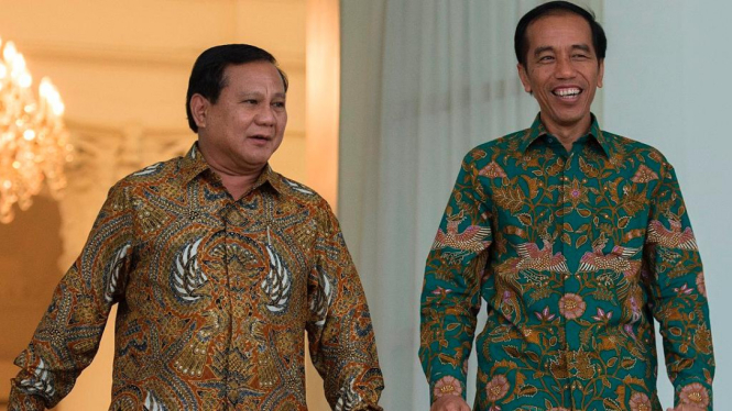 Presiden Joko Widodo dan Prabowo Subianto di Istana Bogor