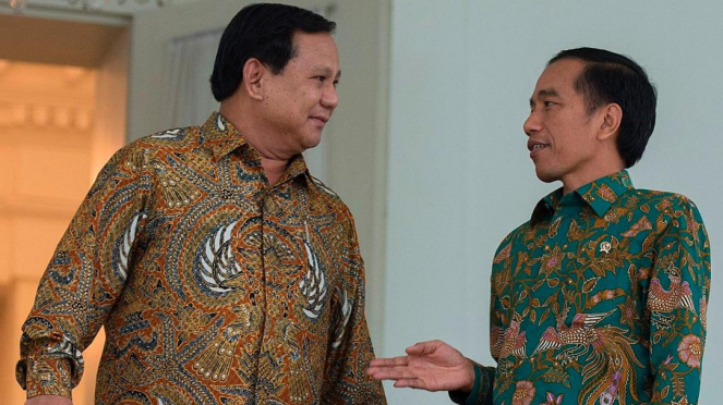 Presiden Joko Widodo dan Prabowo Subianto di Istana Bogor
