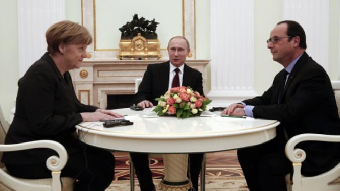 Merkel, Putin dan Hollande bertemu bahas Ukraina