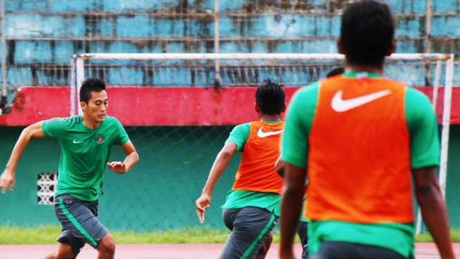 Para pemain Timnas U-22 pada pemusatan latihan di Sidoarjo, Jawa Timur