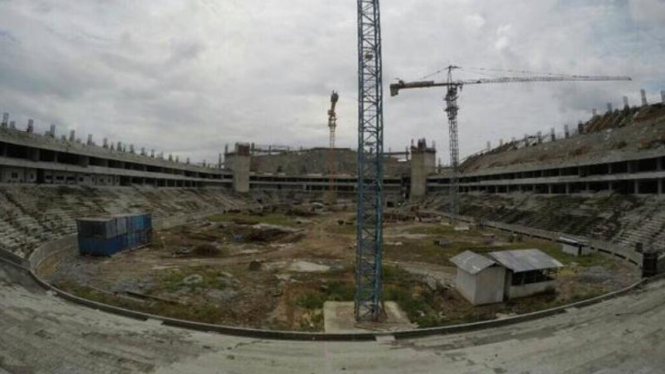 Kondisi stadion Persiba Balikpapan sedang dalam pembangunan