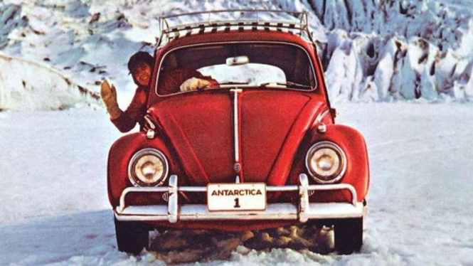 VW Kodok melintas di Antartika