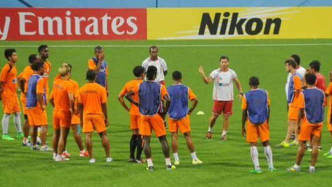 Pemain Persipura Jayapura bersiap di AFC Cup