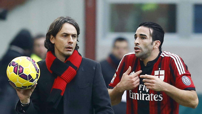 Pelatih AC Milan Filippo Inzaghi dan Adil Rami