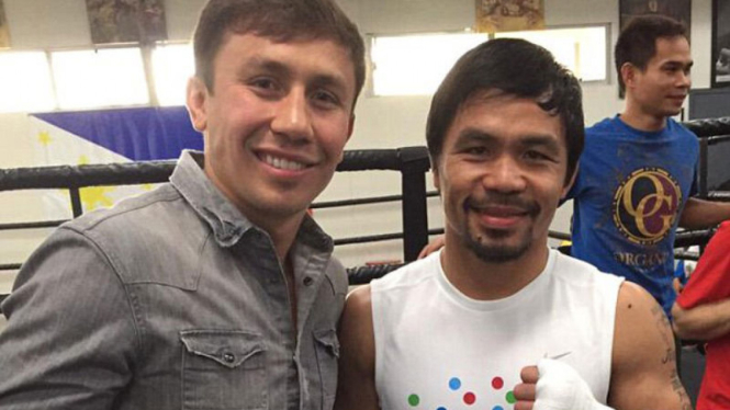 Manny Pacquiao (kanan) dan Gennady Golovkin