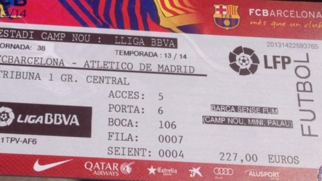 Tiket menonton Barcelona di Camp Nou
