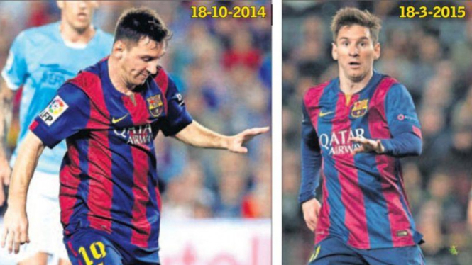 Perbandingan berat badan Lionel Messi di 2014 dan 2015.