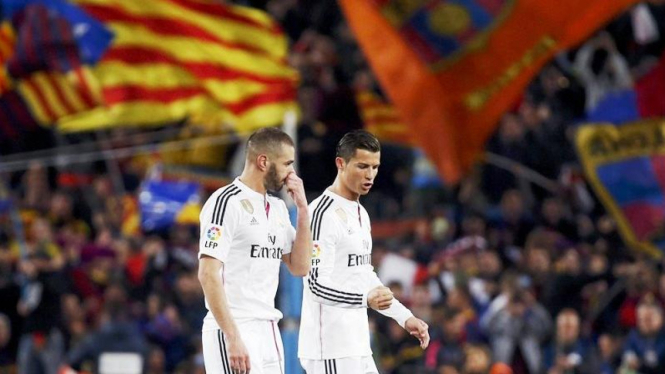 Dua pemain Real Madrid, Karim Benzema dan Cristiano Ronaldo