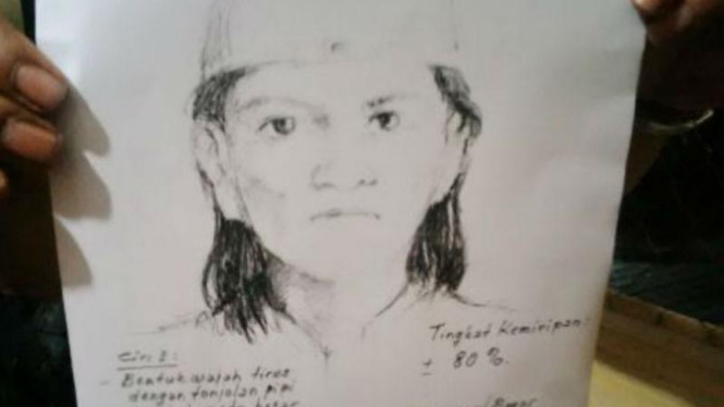 Sketsa wajah begal motor yang menembak mati korbannya di Bogor.