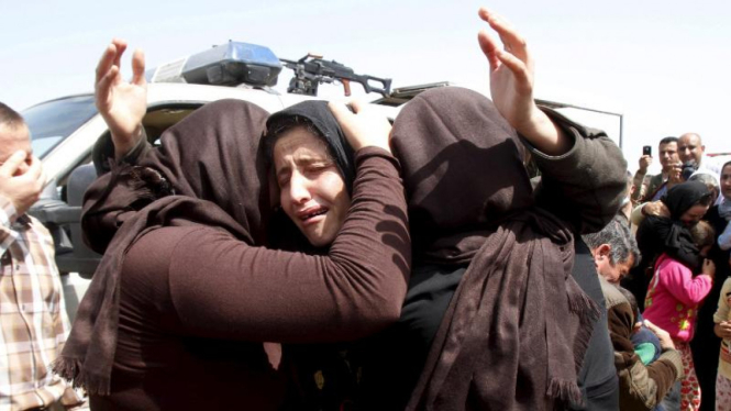 Anggota minoritas Yazidi dibebaskan ISIS di Kirkuk.