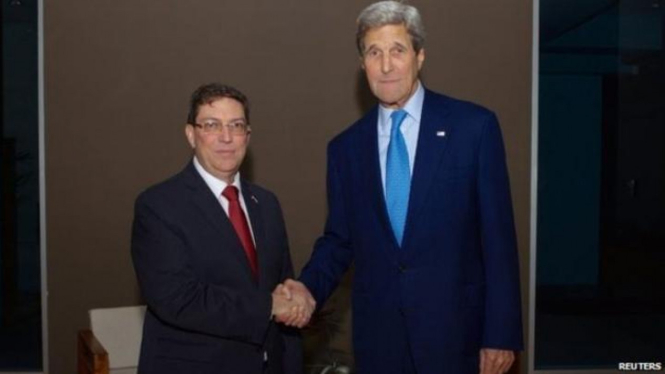 Menlu Kuba Bruno Rodriguez bertemu dengan Menlu AS John Kerry di Panama
