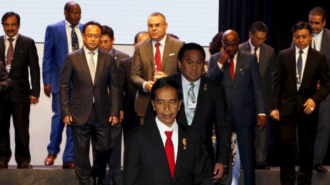 Presiden Joko Widodo usai KTT Bisnis Asia Afrika di Jakarta
