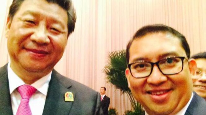 Selfie Presiden China Xi Jinping dan Fadli Zon