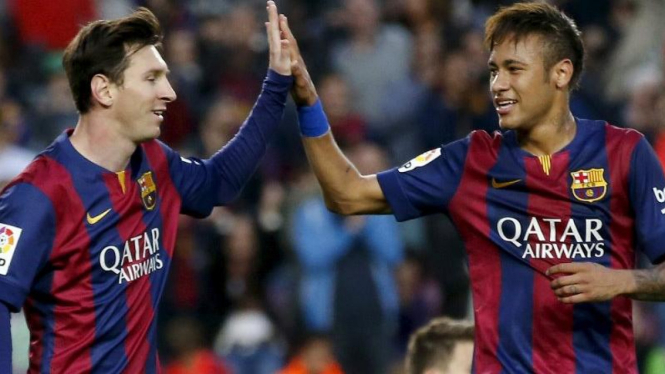 Dua penyerang Barcelona, Lionel Messi dan Neymar