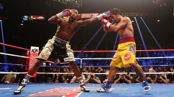 Floyd Mayweather saat melawan Manny Pacquiao