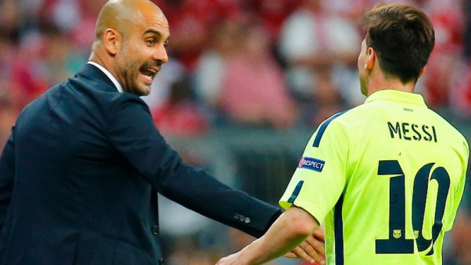 Pep Guardiola dan Lionel Messi