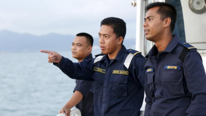 Polisi maritim Malaysia menjaga perbatasan di sekitar Langkawi.