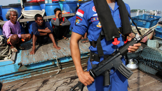 Ilustrasi/Penangkapan kapal nelayan asing yang mencuri ikan di perairan Indonesia.