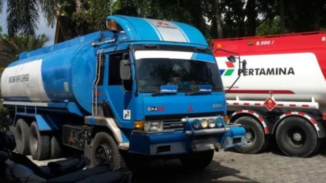 Truk Pertamina yang disita oleh Polda Riau.