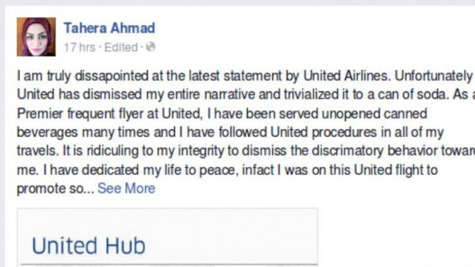 United Airlines diskriminasi mahasiswi Muslim