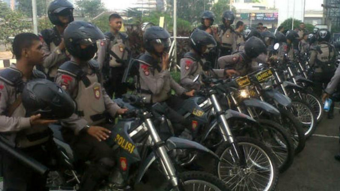 Petugas patroli motor (Patmor) dari Polres Jakarta Utara.