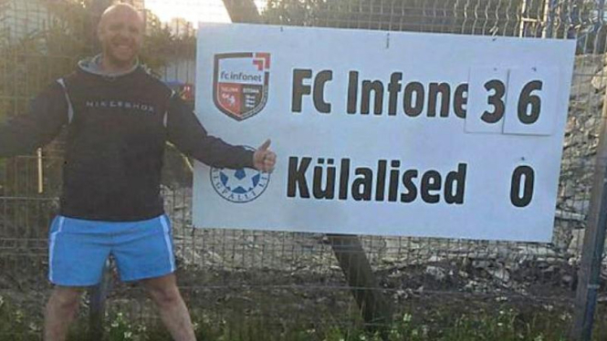 Papan skor laga antara FC Infonet dan Virtsu Jalgpalliklubi