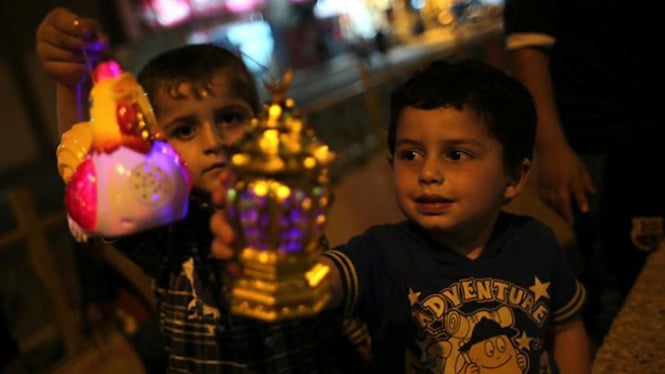 Anak-anak Palestina di Kota Gaza.