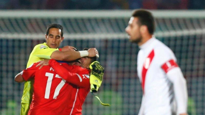 Pemain Chile merayakan kemenangan atas Peru di Copa America