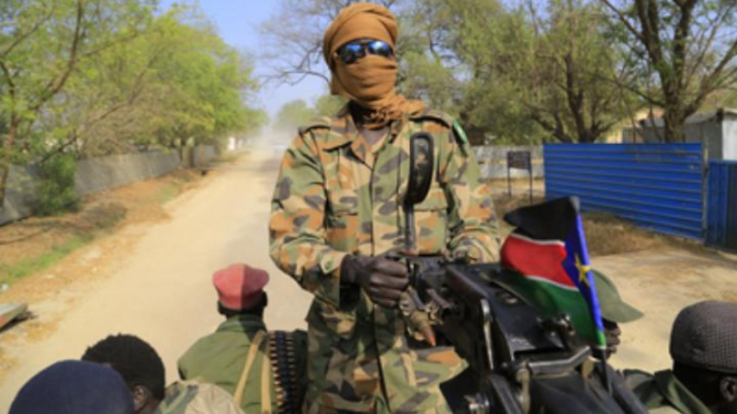 Tentara Sudan sedang berpatroli.