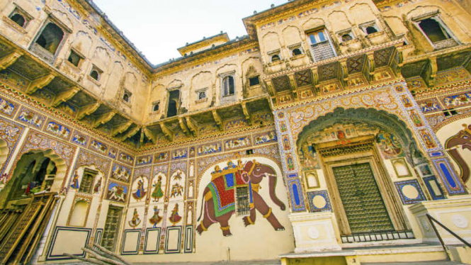 Ilustrasi Mural / bangunan indah / India