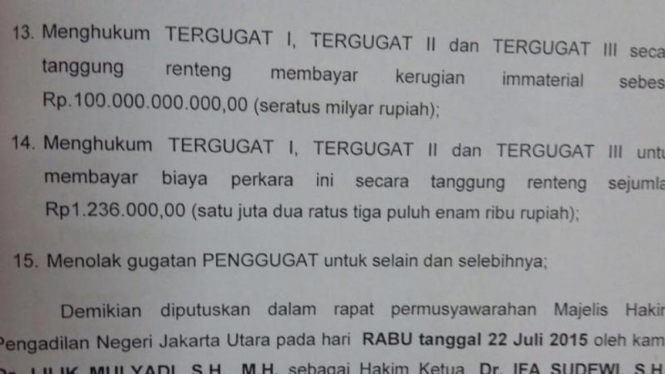 Keputusan PN Jakut atas gugatan DPP Partai Golkar