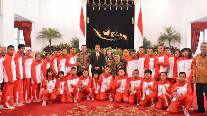 Presiden Joko Widodo dan Kontingen Special Olympics Indonesia (SOIna)