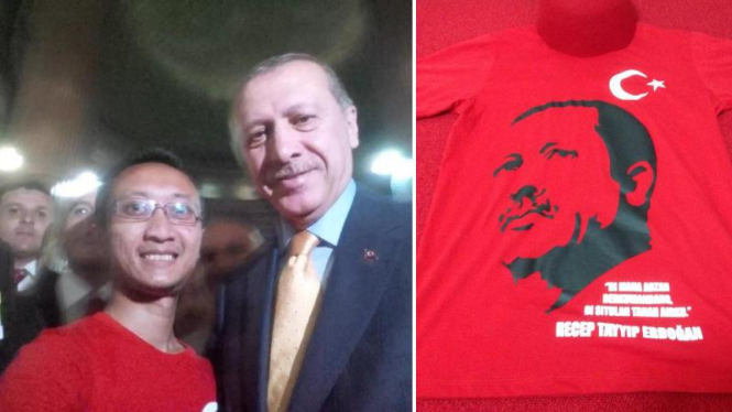 Riza Fahdli yang beruntung bisa wefie dengan Presiden Turki