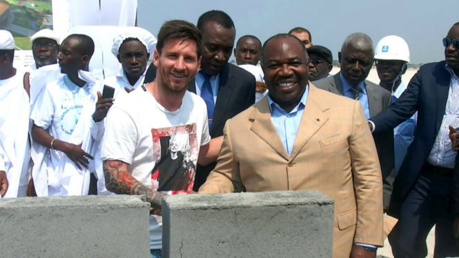 Lionel Messi dan Presiden Gabon Ali Bongo