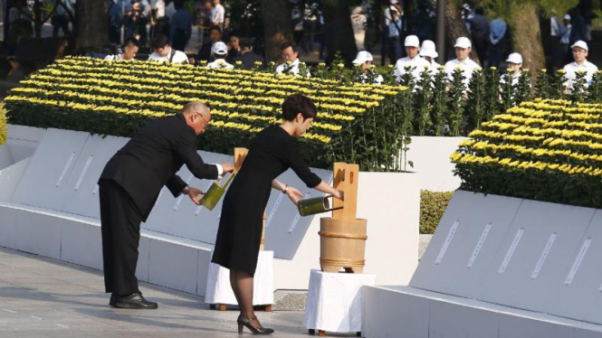 Peringatan 70 tahun serangan bom atom di Hiroshima, Peace Memorial Museum, 6 Agustus 2015.