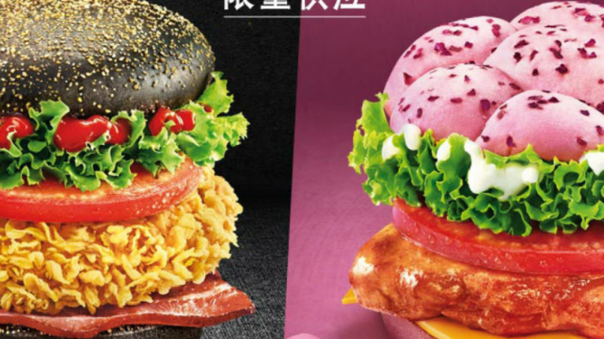 Burger hitam dan  burger pink 