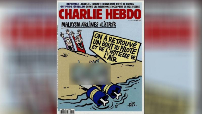 Karikatur Charlie Hebdo untuk mengolok-olok temuan puing MH370.